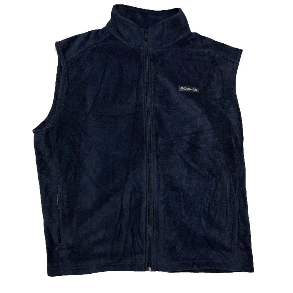 Columbia Vest Mens Size XXL Blue Fleece Full Zip Pockets Outdoor Hiking Camping - Picture 1 of 5